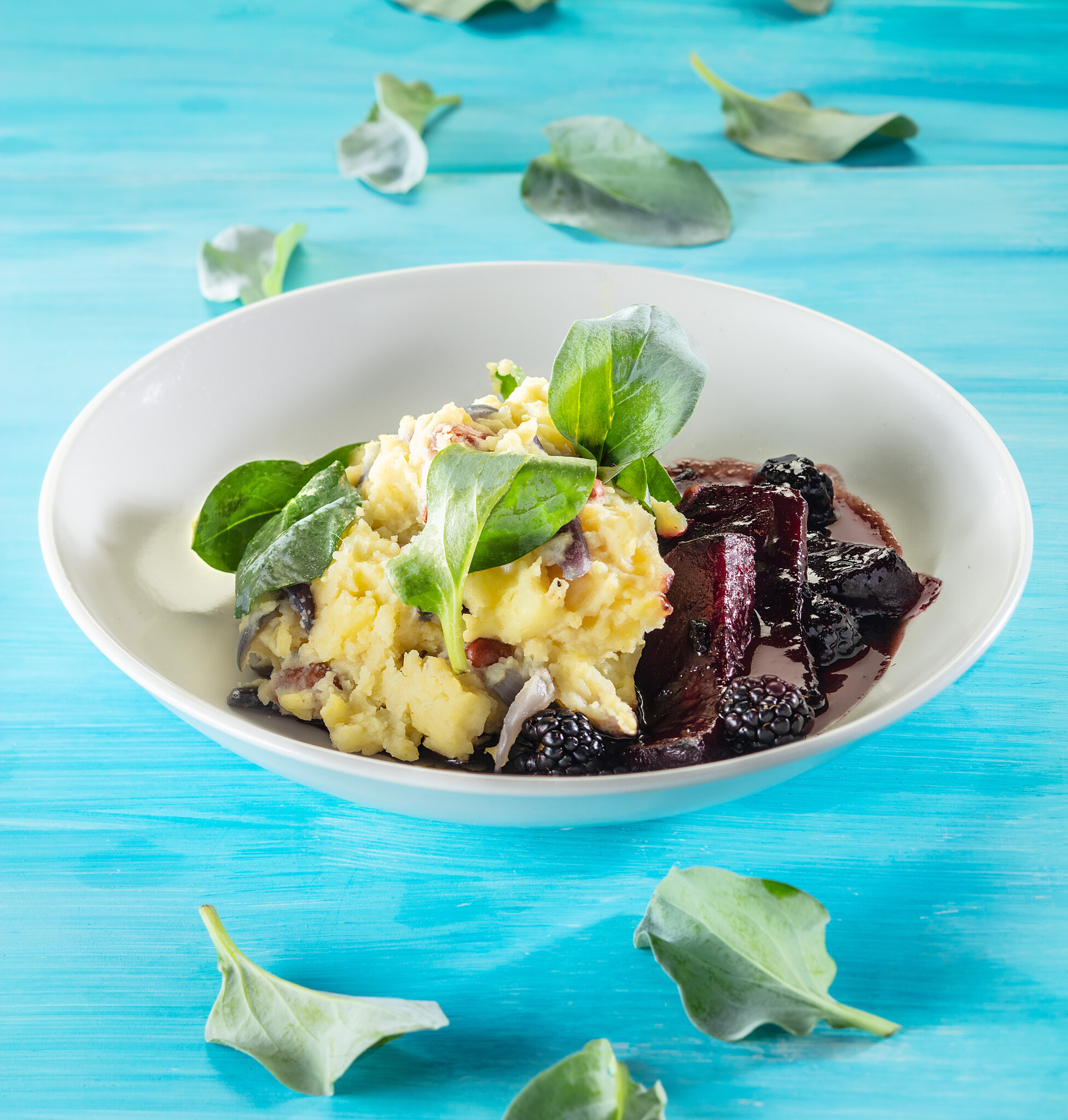 Stamppot van lamsoor en bramen