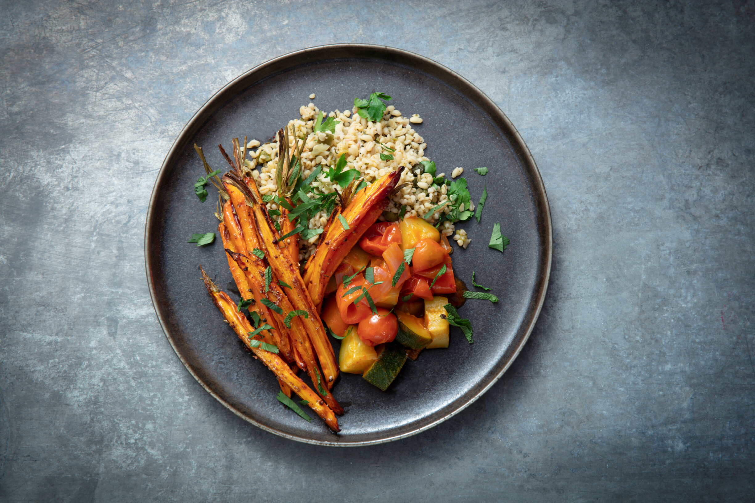 Geroosterde bospeen met bulgur