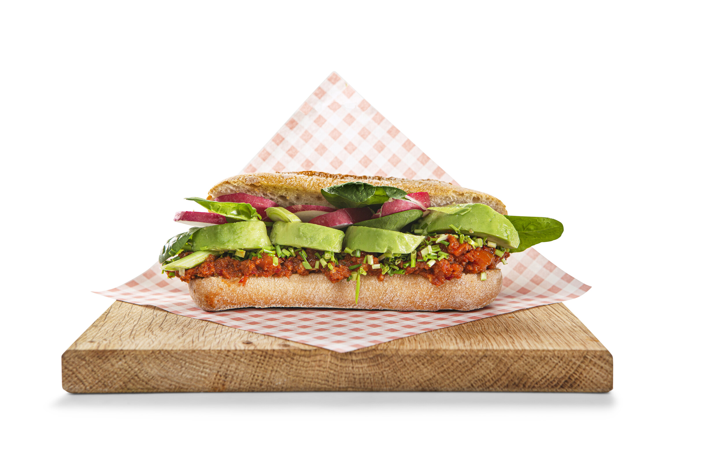 Petit pain avocado tomaten salsa