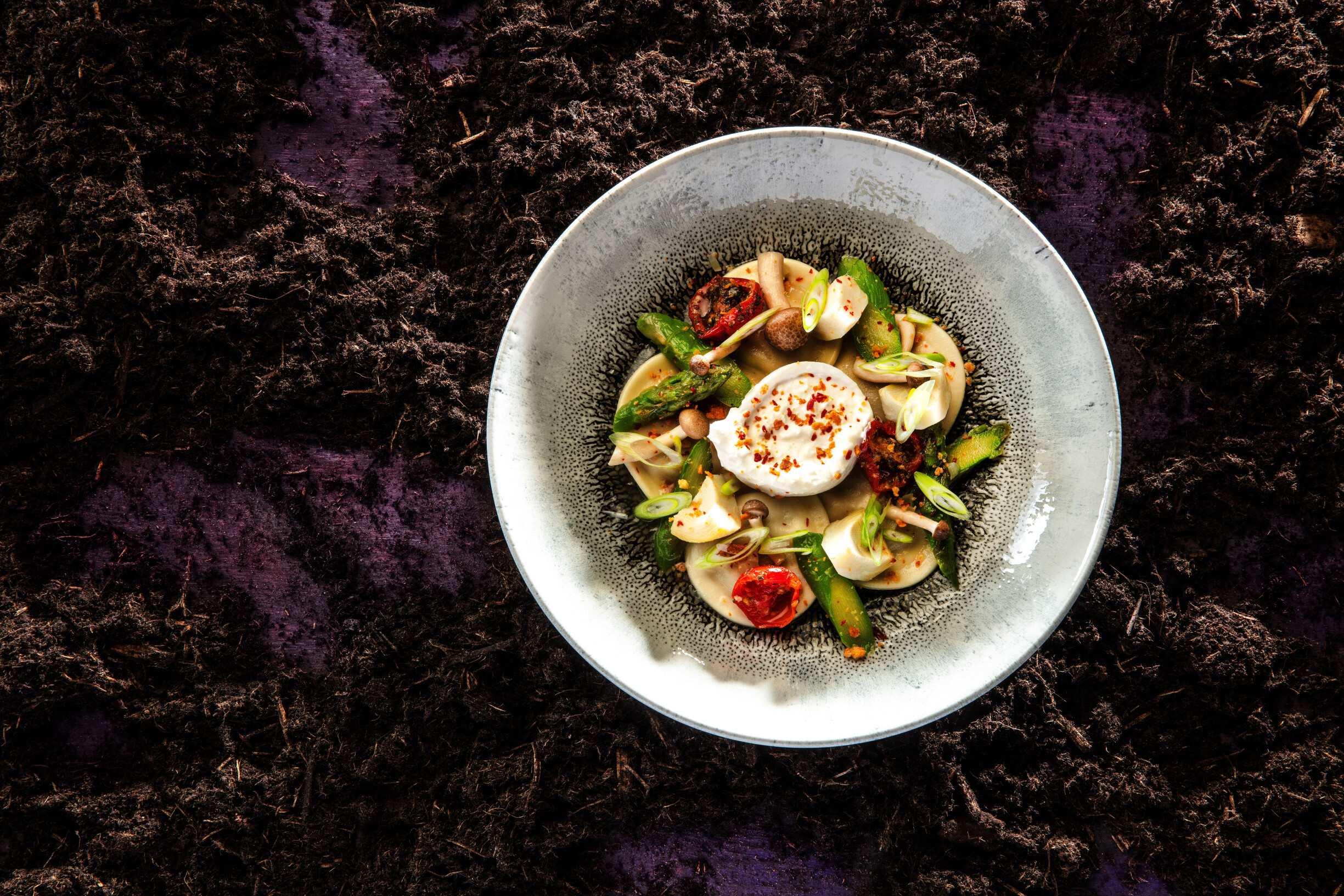 Groene asperge ravioli