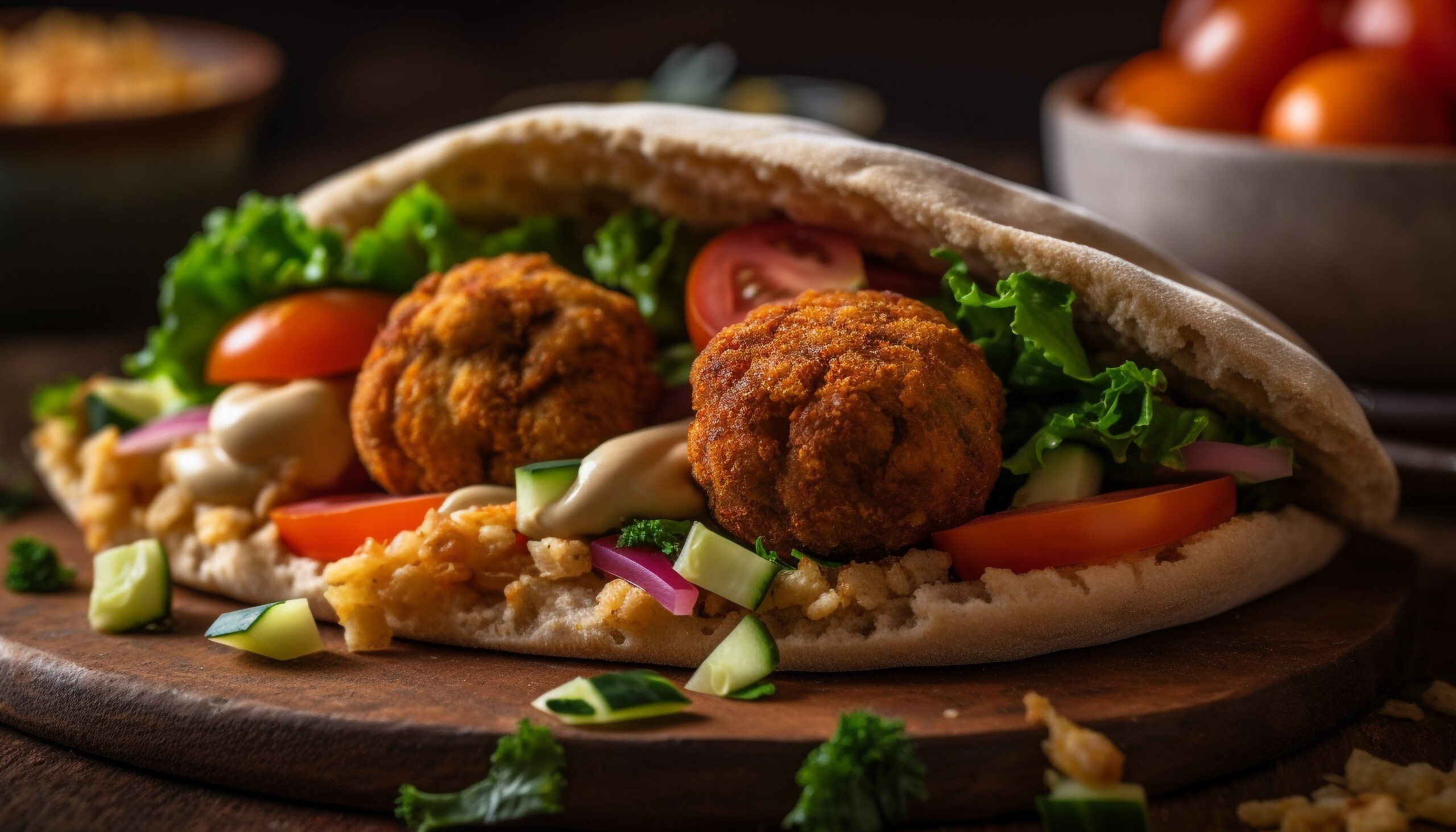 Pita falafel met couscous en ingelegde groenten - eiwitrijk