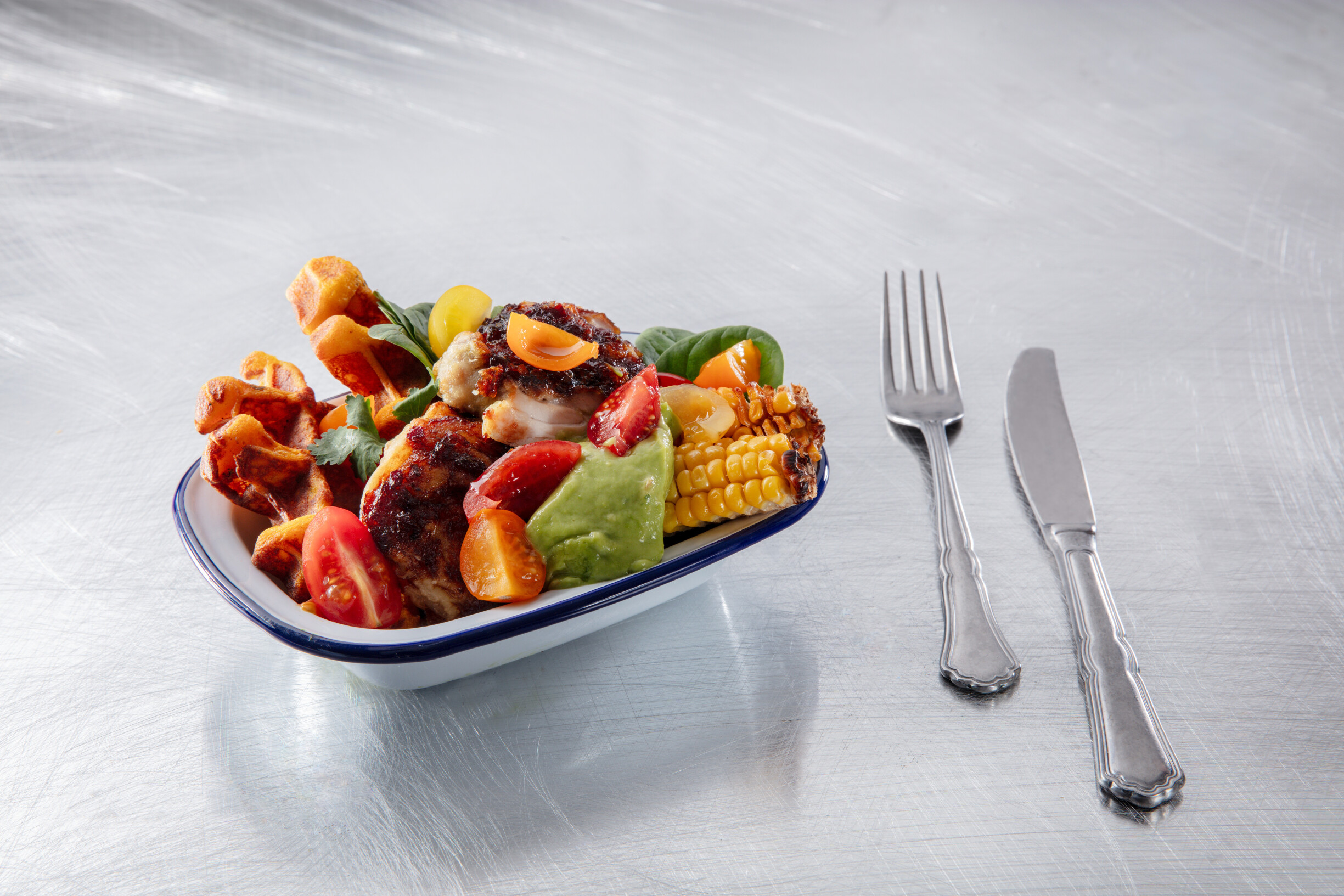 Chicken and waffle nacho style