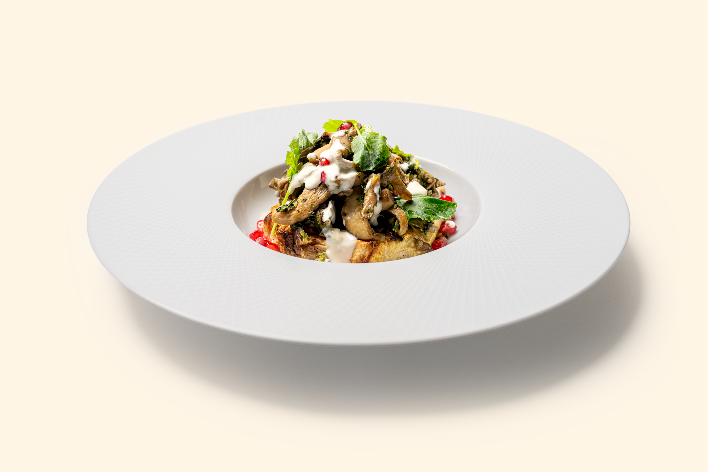 Geroosterde knolselderij met paddenstoelen