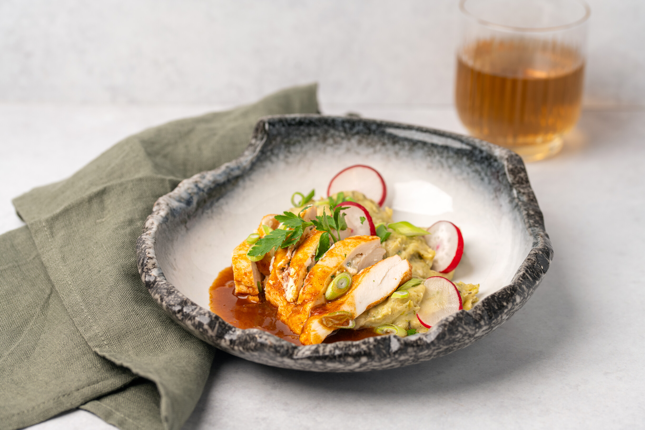 Stamp met een crème van lente-ui