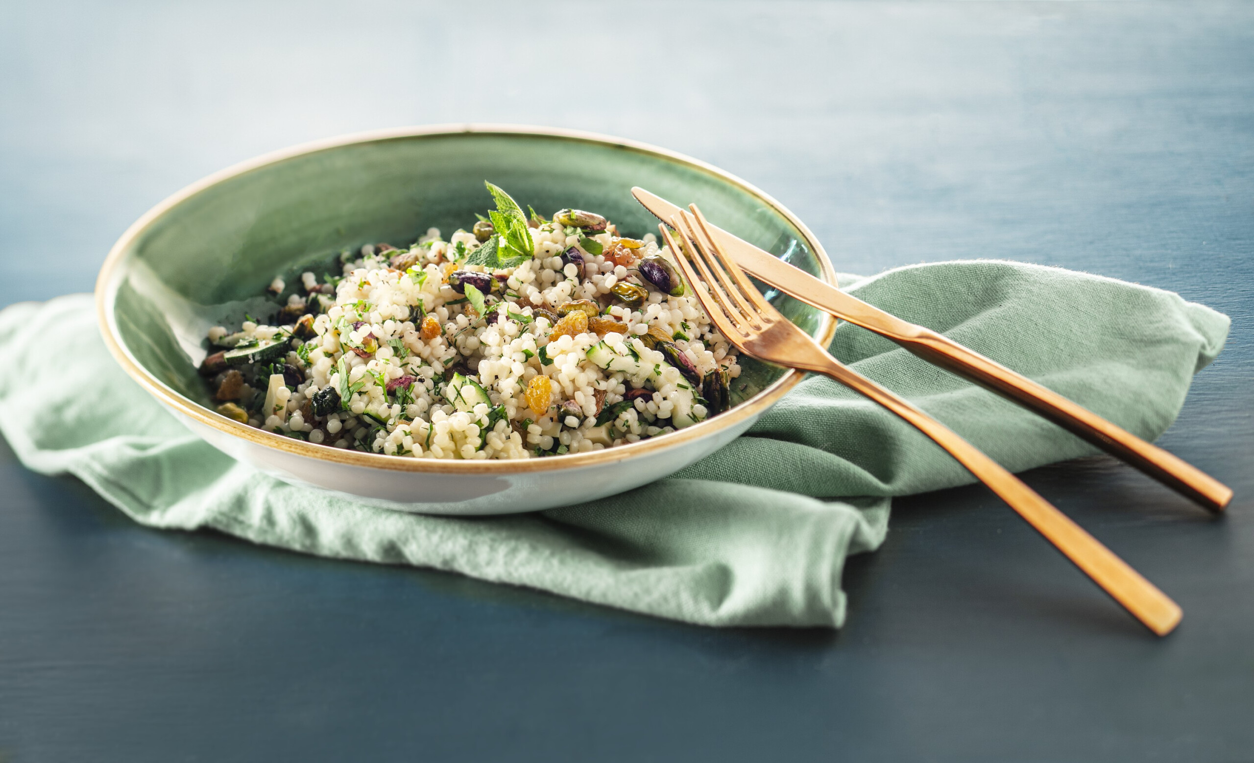 Parelcouscous met rookkaas