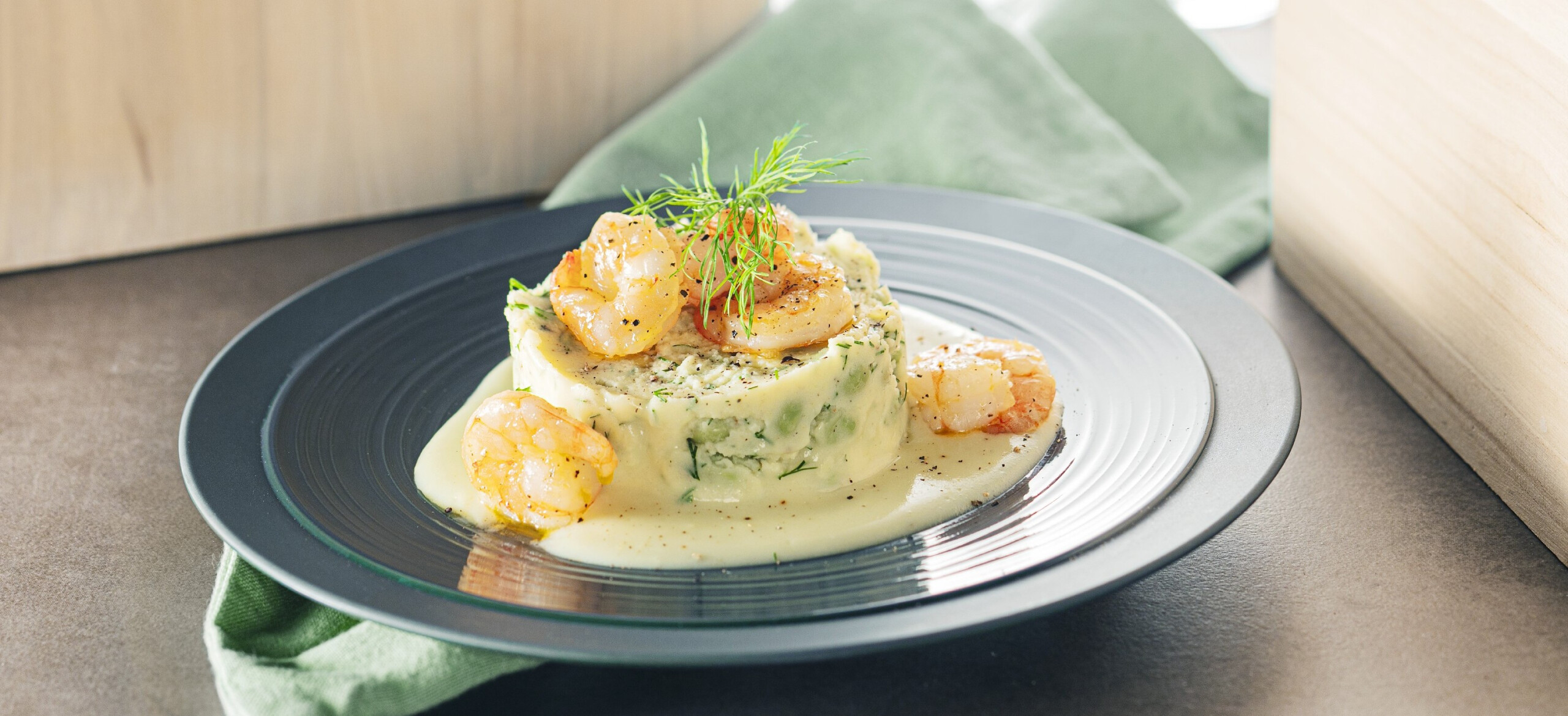 Stamppot tuinbonen en garnalen