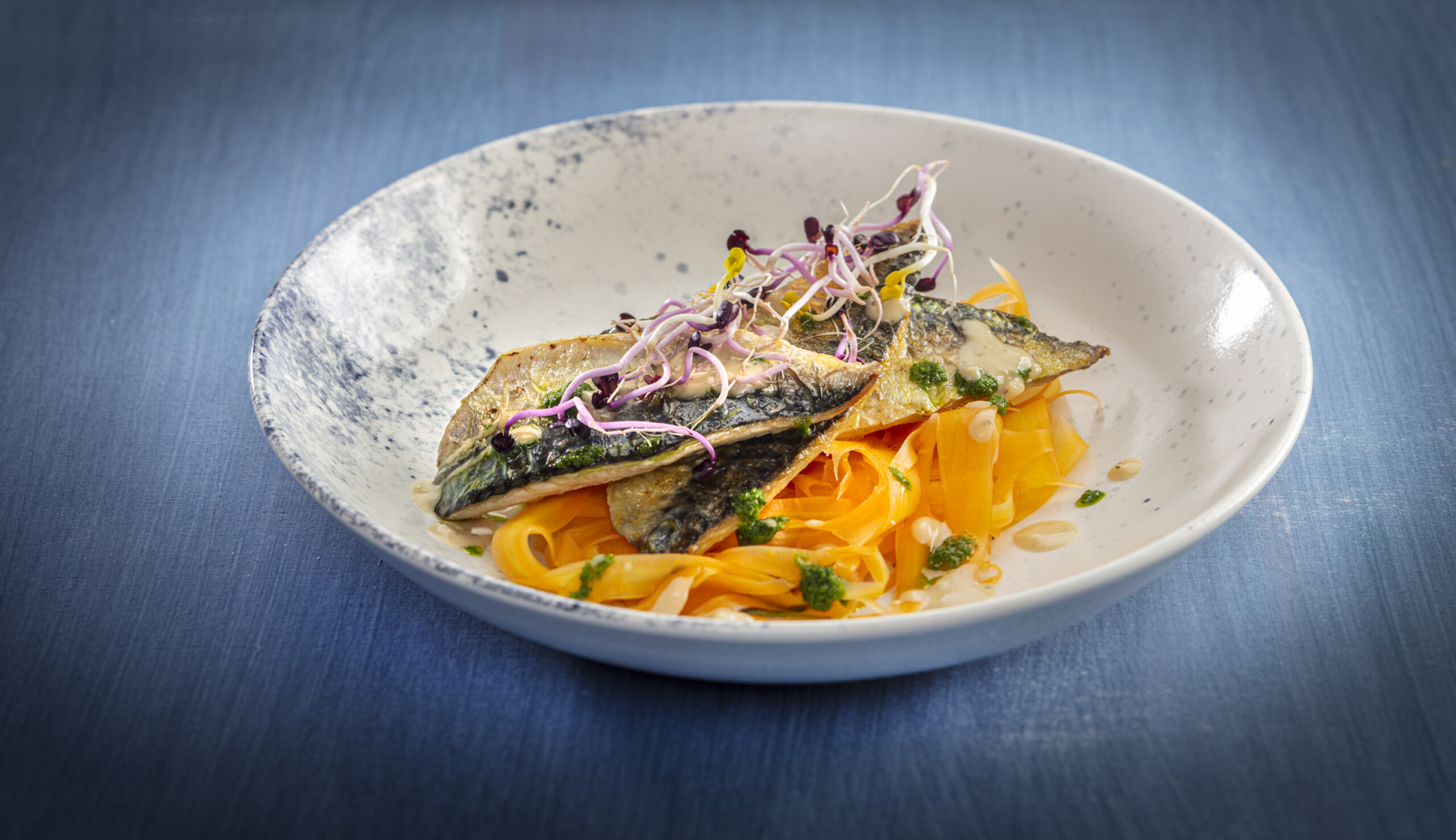 Gebakken makreel met bospeen